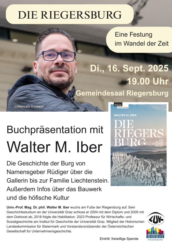 Plakat: Buchpräsentation Walter M. Iber - Die Riegersburg