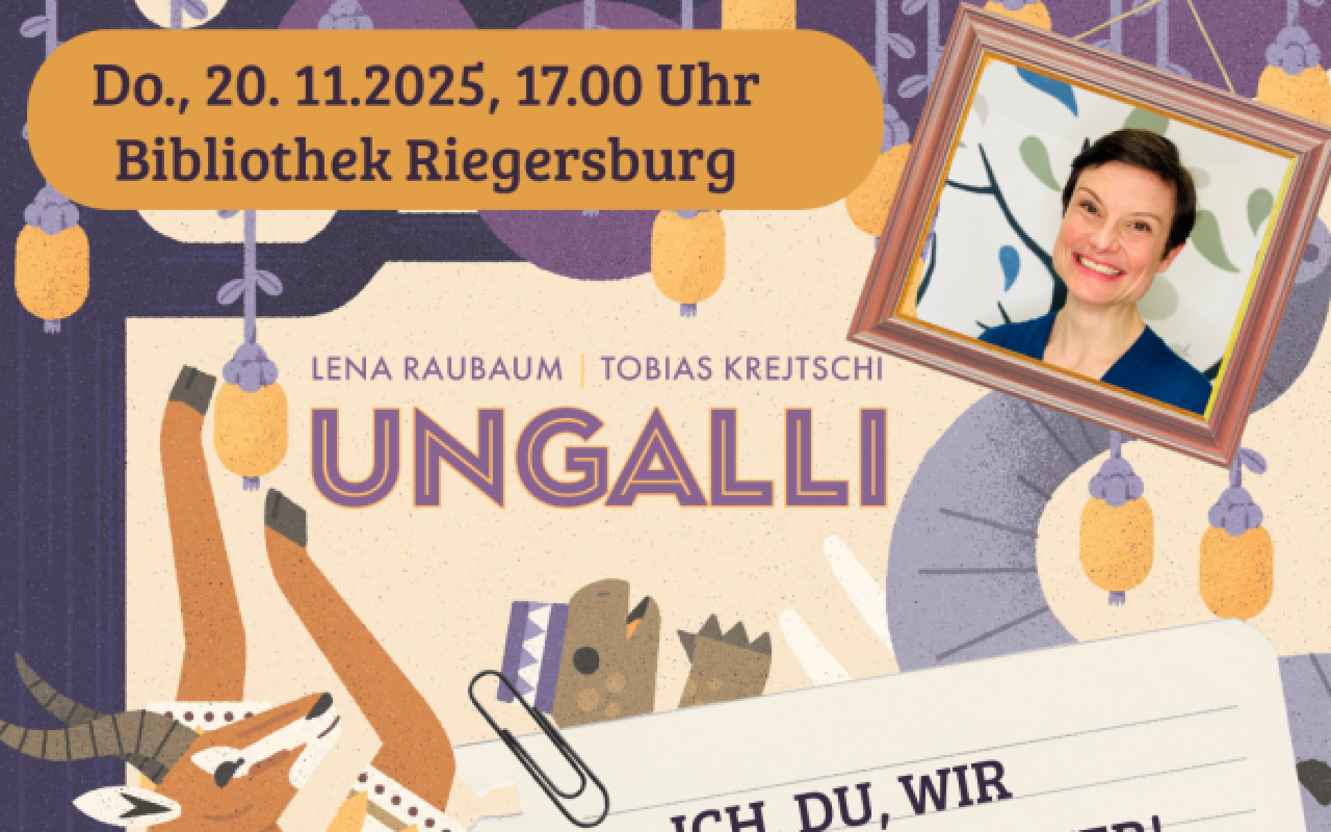 Plakat: Lesung mit Lena Raubaum UNGALLI