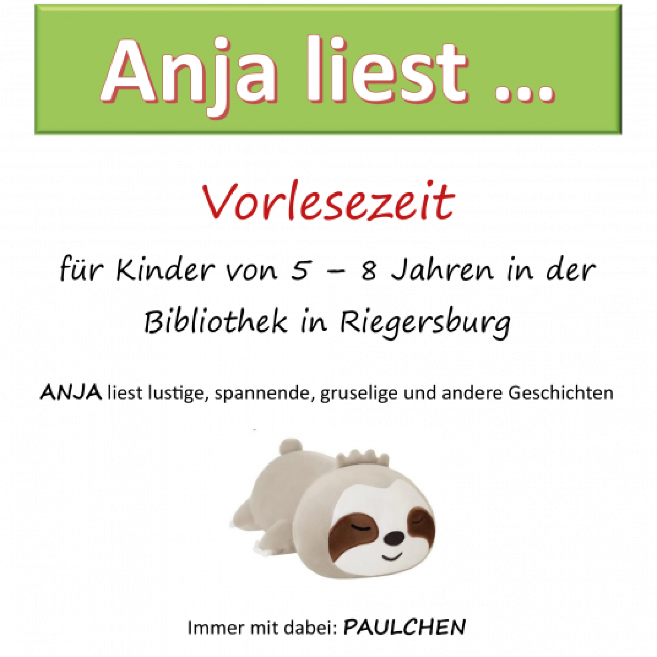 Plakat: Anja liest Juni bis Oktober 2025