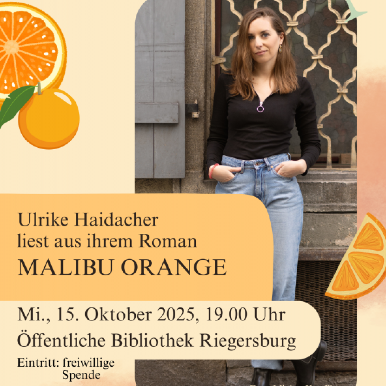 Flyer: Lesung Ulrike Haidacher - Malibu Orange