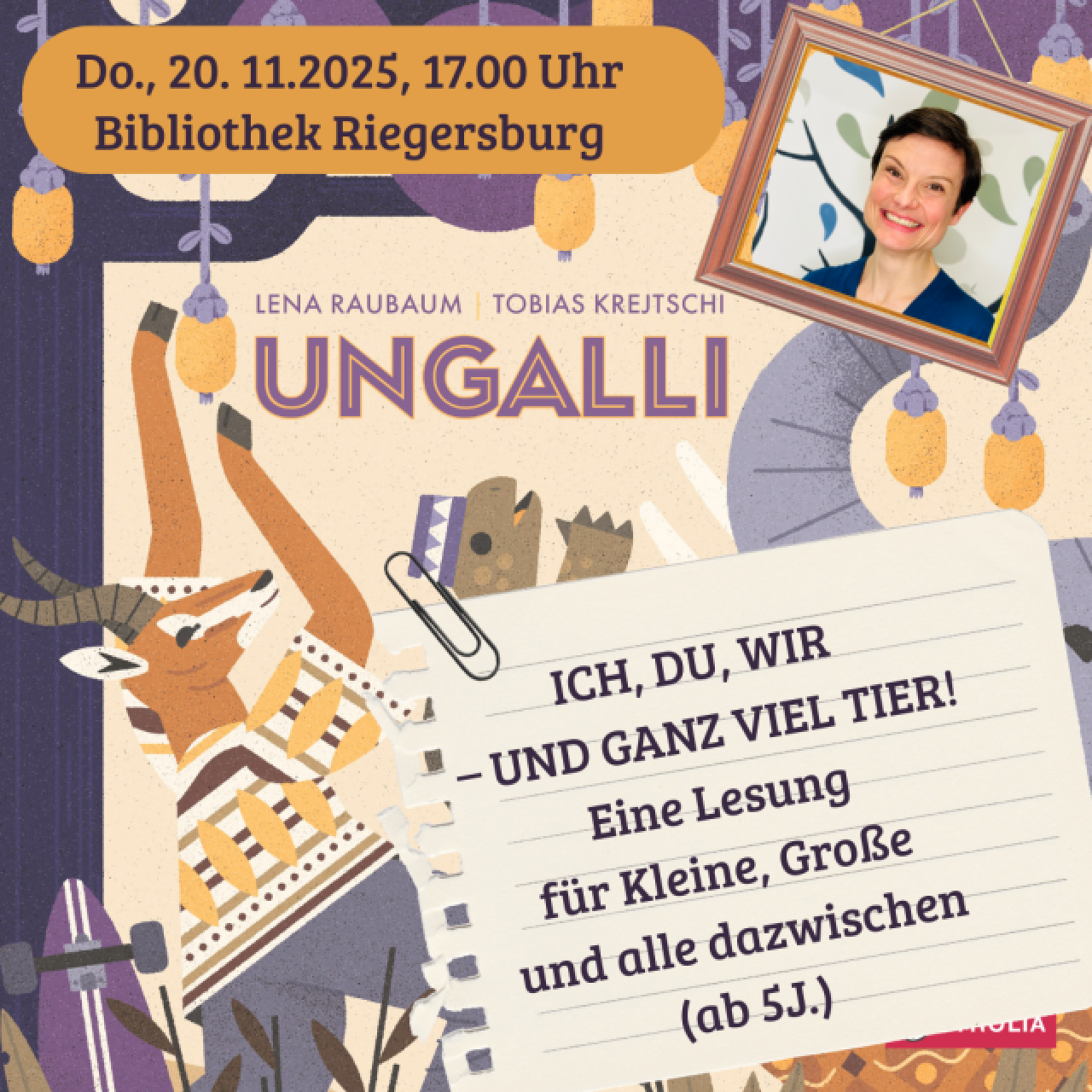 Plakat: Lesung mit Lena Raubaum UNGALLI